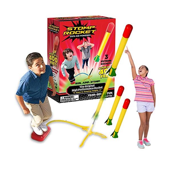 Stomp-Rocket-Super-High-Performance-Stomp-Kit Stomp Rocket Super High Performance Launcher - Soars up to 400 Ft - 3 Extreme Height Rockets and Adjustable Launcher…