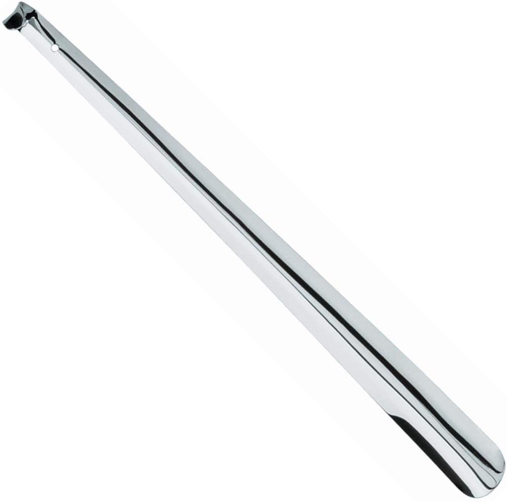 Delfa Shoe horn made of solid metal, comfortable length 20.4 in. / 52 cm with hook, Silver - Image 3