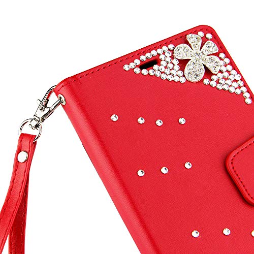 LG Stylus 4, Stylo 4 [El Lumiere Treasure Wallet Case] Multi-Card Slot Wallet Case [Drop Protection] Premium Leather [Kickstand Feature] (T-Flower Red) - Thumbnail 5