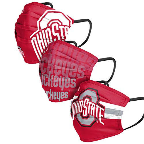 FOCO Ohio State Buckeyes NCAA Mens Matchday Face Cover - 3 Pack, Adult (FACECOV…