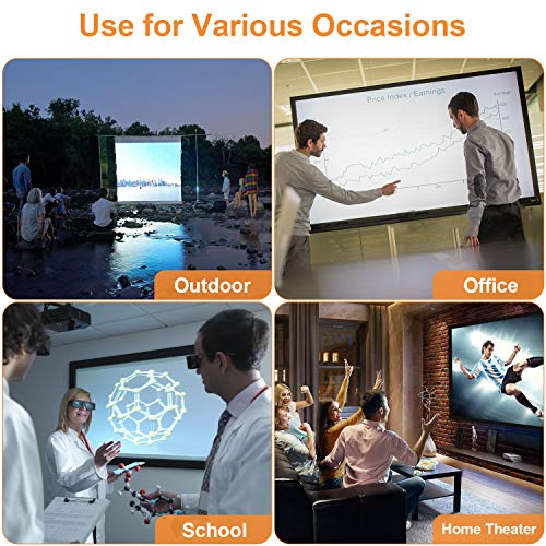 Projector Screen - 120 inch Indoor Outdoor Projection Screen - 16:9 HD Foldable Anti-Crease Portable Projector Movie Screen for Movie, Home Theater, Gaming, Office (120inch New)