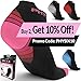 Physix Gear Short Compression Socks for Men & Women - Best Low Compression Socks Women & Men with Arch Support, Ideal for Running, Plantar Fasciitis comfort, and Swelling - Ankle, Pink/White, S/M