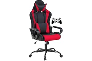 BSTOPHKL Gaming Chair High-Back Office Chair Ergonomic Video Game Chairs Height Adjustable Reclining Computer Chair with Lumbar Support Armrest Headrest Swivel Chair Game Chair for Adult Teen - Red