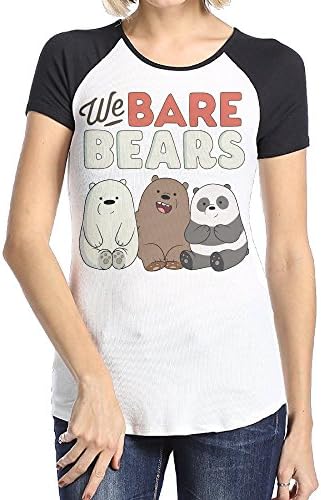 Womens We Bare Bears Cotton Short Sleeve Raglan Shirts Medium