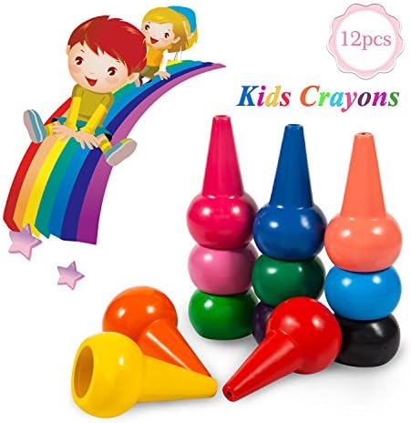 MBYHAN Baby Crayons, Finger Crayons for Toddlers, 12 Colors Paint Crayons Washable Safe &amp; Non Toxic Toddler Crayons Sticks Stackable Toys for Kids, Babies, Children, Boys and Girls