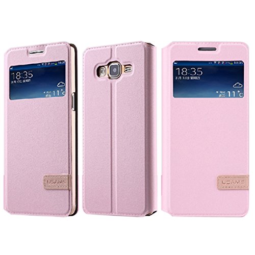 Bessky(TM) Fashion 1PC For Samsung Galaxy Grand Prime SM-G530H Windows Leather Case Cover (Pink)