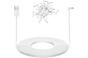 UYODM 25FT/7.5M Extension Cable Compatible with WYZE Cam Pan V3, L-Shape Micro USB 90 Degree Extension Charging Cable Power Your WYZE Cam Pan V3 Continuously - White