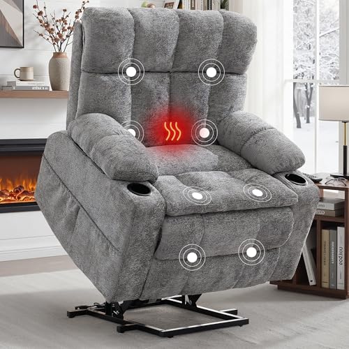 Korser Oversized Dual Motor Power Lift Recliner for Elderly with Adjustable Headrest, Electric Lift Recliner Chairs with Massage and Heat, Extra Wide Chair with Storebox Cupholder, USB Ports, Type C