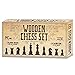 Wooden Chess Set - Classic Strategy Game Folding Board - Staunton Style Pawns (Brown/Tan) - Natural Wood Pieces - 14