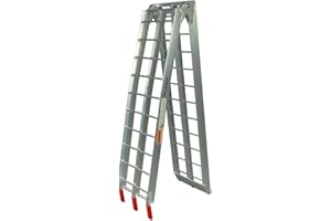 Pit Posse PP2755 Aluminum Folding Truck Ramp for Motorcycle Loading 7.5ft (89") - 750lbs Rated - Includes Bonus Strap Tie-Down - Dirt Street Bike Trailer