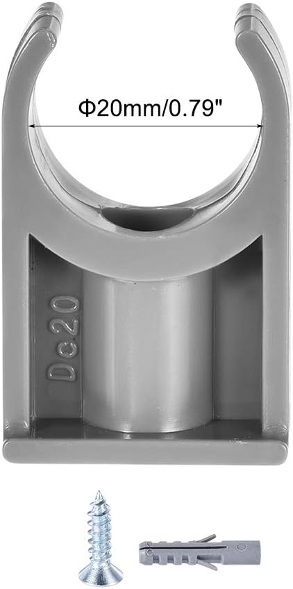 sourcing map PVC Pipe Clamps Clips, Fit for 20mm/0.79" OD TV Trays Tubing Hose Hanger Support Pex Tubing, W Mounting Screws Grey 30Pcs - Image 5