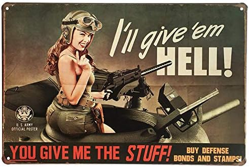 UNIQUELOVER You Give Me The Stuff Pin-up Girl Retro Vintage Metal Tin Sign 12" X 8" Inches (02)