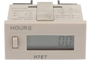 TIIYEE Electronic Counter Digital, Pulse Meter Life Totalizer Digital Meter Length Counter Wheel Roll LCD Display Frequency Time Relay with 6 Digit LCD Display AC 110-220V H7Et BVM(0.0 Hours)
