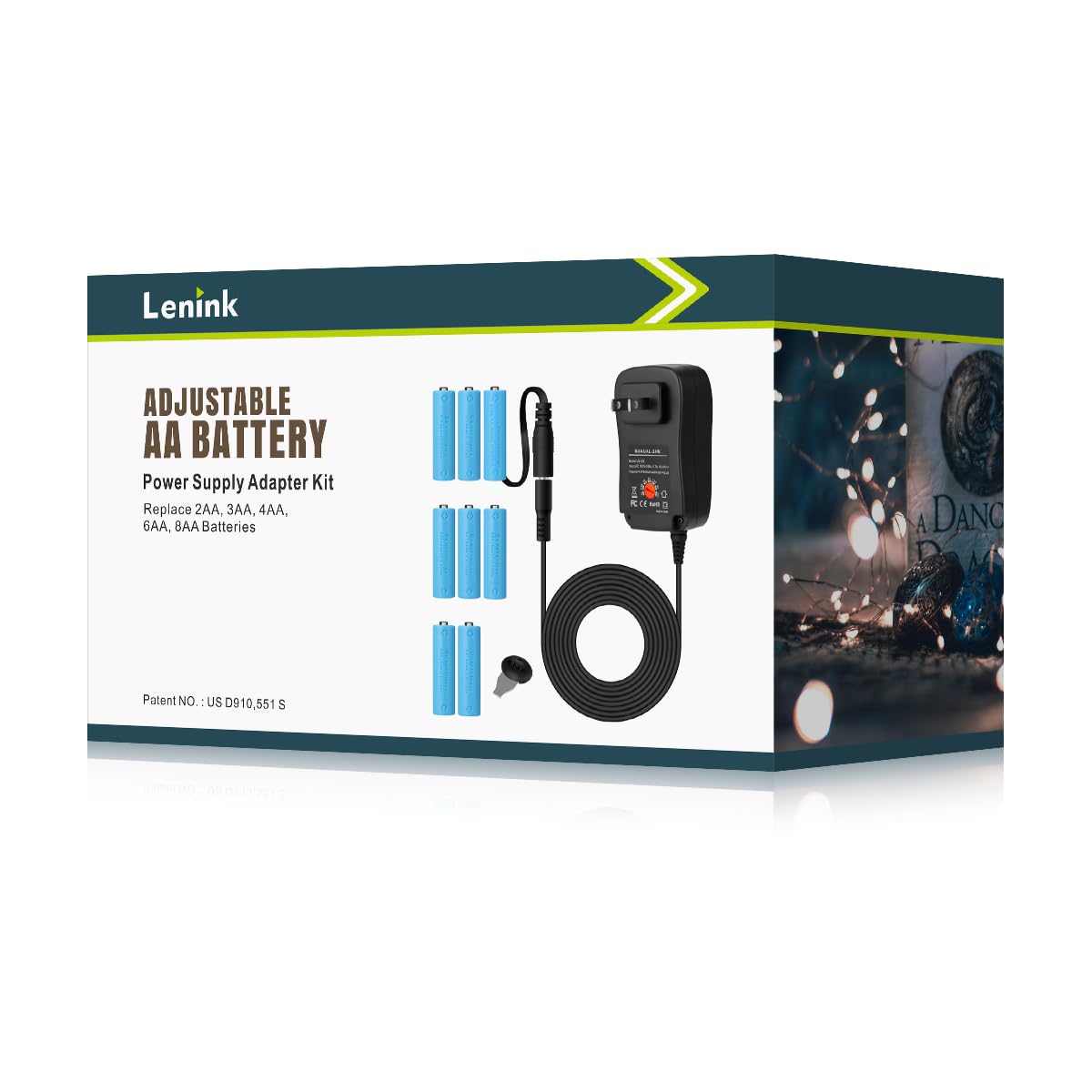 Photo 1 of Lenink Adjustable AC Power Supply Adapter, Battery Repacement Kit for AA Battery, Replace 2 AA 3 AA 4 AA 6 AA 8 AA (Black, 1.8m/5.9ft)