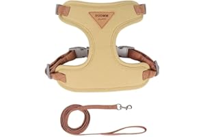 Harness and Leash Set Breathable Pet Accessories Soft Chest Straps Vest Strap Mesh Dog Harness(M,Beige)