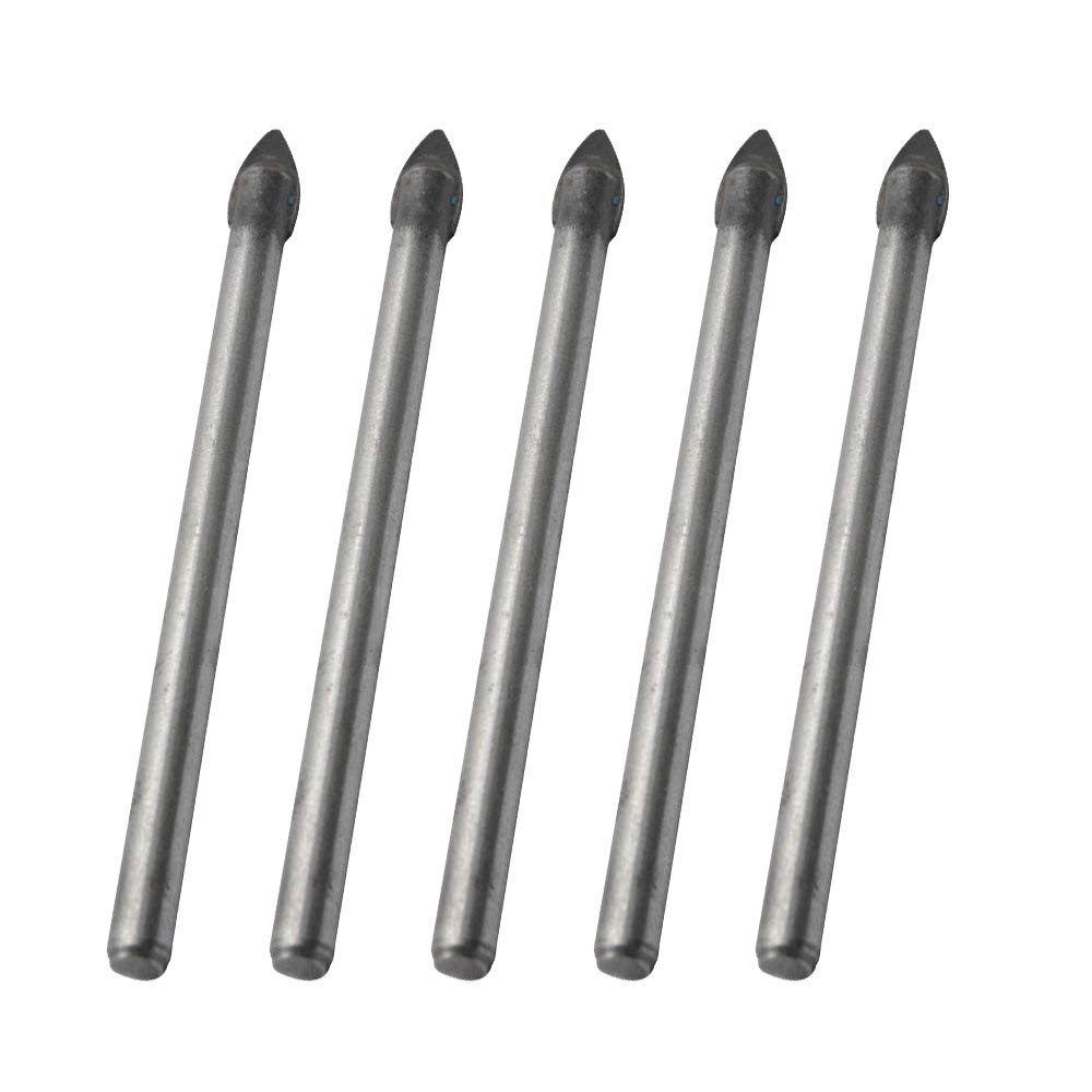 5Pcs 4mm Cross-Shaped Drill Bit Ceramic Tile Glass Drill Bit Kit Alloy Head Drill Tool