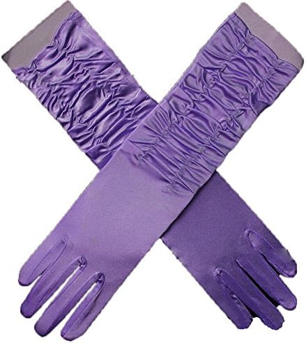 Henglizh Women's Evening Party 15" Long Satin Finger Gloves for Bridal Formal Gloves