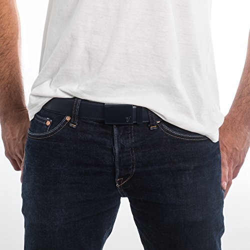 Mission Belt Men's Ratchet Belt - Admiral - Deep Blue Buckle / Deep Blue Leather, Large (36 - 38)