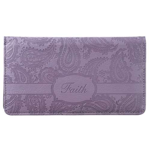 "FAITH" PURPLE PAISLEY CHECKBOOK COVER