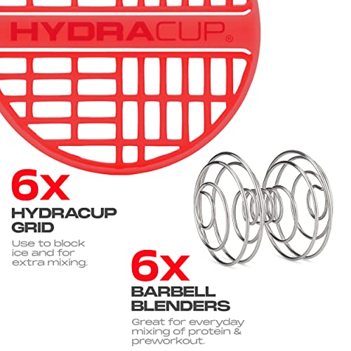 HydraCup [6 Pack] 28oz Shaker Bottle for Protein Mixes, Dual Mixers