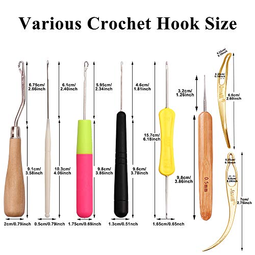 Agujas Ganchillo Dreadlock Crochet Hook Tool Juego De Ganchos De Ganchillo Dreadlock, Gancho De Ganchillo Con Mango De Bambú, Tecnología De Tejer Agujas De Ganchillo