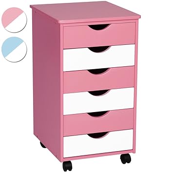 Infantastic Rollcontainer (65 x 36 x 40 cm) | Schubladenschrank Holzkommode Kinderzimmer Kommode | Farbwahl: rosa/weiss oder 