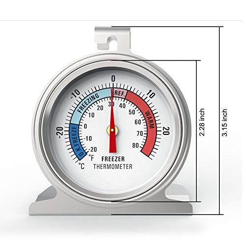 2 Pack Large Analog Freezer/Refrigerator Thermometer With easytoread