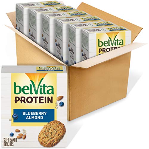 belVita Protein Soft Baked Blueberry Almond Breakfast Biscuits, 6 Boxes