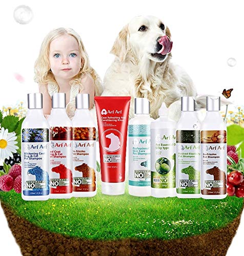 Arf Arf De-frizzles Pet Shampoo (For All Dogs & Cats) -Horse Oil, Hazelnut Oil, Criste Marine Extract, 13 Oz