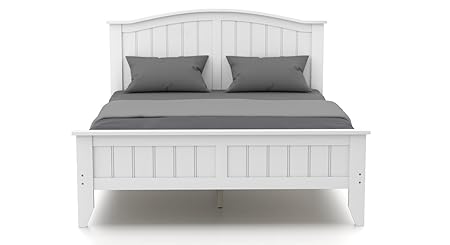 Urban Ladder Wichita Rubber Wood Queen Size Bed (White)