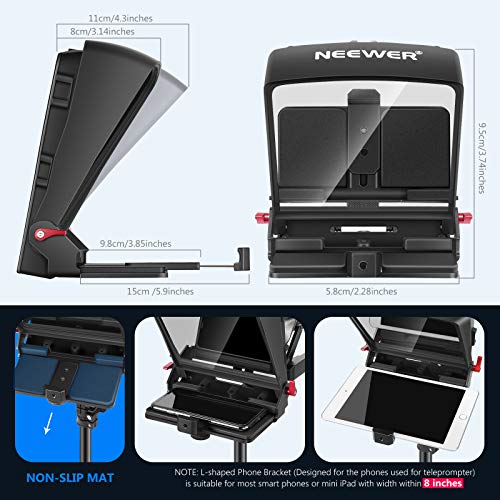 Neewer X1 Mini Teleprompter, 8" Portable Teleprompter for iPad Tablet