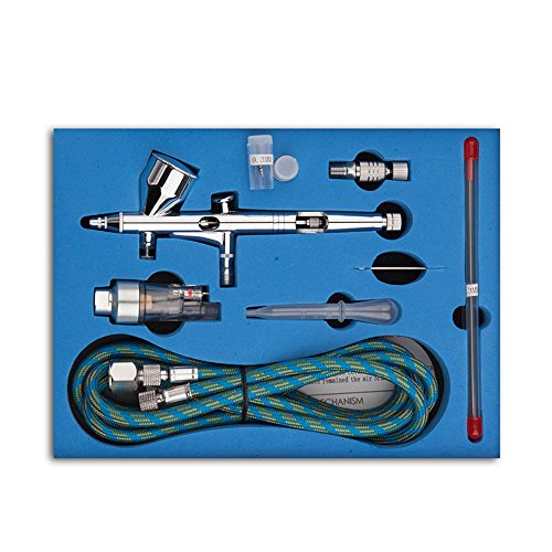 Pinkiou Double Action Airbrush Kit Air Brush Spray Gun with 0.3mm/0.2mm