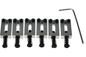 Dopro Pack of 6 Stainless Steel Guitar Saddles Bridge Saddle 10.5mm with Black Screws for Strat Tele 6 String Guitar