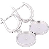 Reidgaller 20pcs Stainless Steel Fit 12mm Cabochon Earring Bezel Setting Blanks DIY Copper Leverback Earrings Clasp Hooks Findings for Jewelry Making