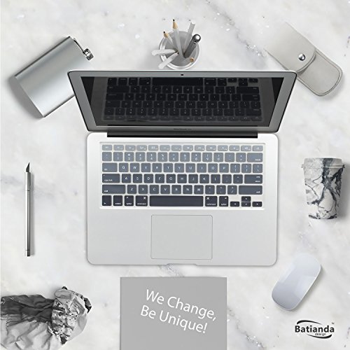 Batianda New Ombre Color Keyboard Cover Protector Silicone Skin for MacBook Air 13" MacBook Pro 13" 15" 17" (with or w/Out Retina Display) - Gradient Grey