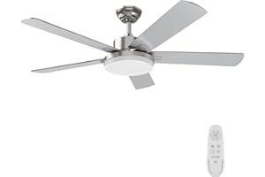 Regair 52 Inch Modern Brushed Nickel Ceiling Fan with Light and Remote Control, Dimmable and Adjustable Color Temperature