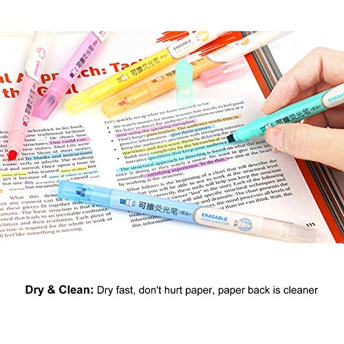 Erasable Highlighters, Double Head Smooth Writing Highlighters, Chisel Tip Assorted Colors High Lighter Markers, 6 Count