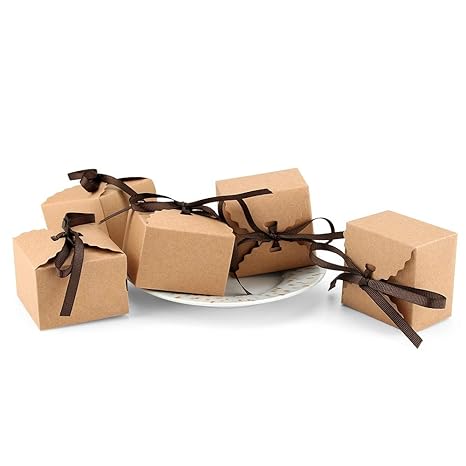 Veesun Small Gift Boxes 6 5x6 5x4 5cm Brown Boxes Wedding Favour