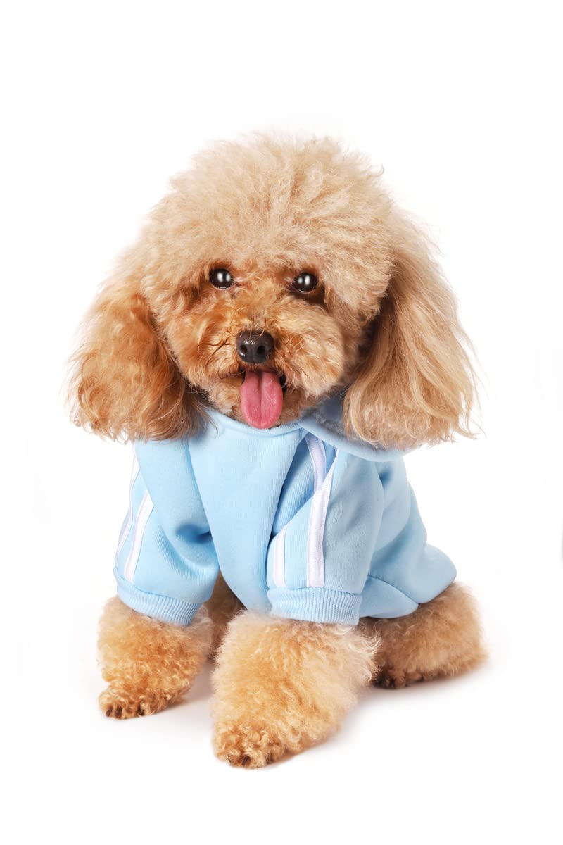Puppy & Dog Hoodie, Sweater & Jumpsuit - Fleece Sweatshirt for Small, Medium & Large Dogs & Cats - Light Blue