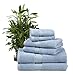 Premium Bamboo Cotton 6 Piece Towel Set (2 Bath Towels, 2 Hand Towels and 2 Washcloths) - Natural, Ultra Absorbent and Eco-Friendly (Aqua)