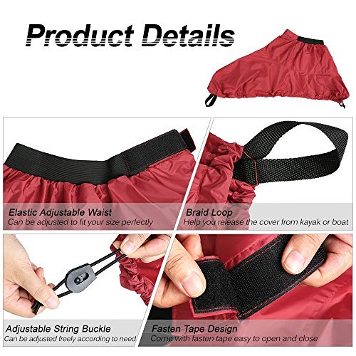 ZHX Universal Adjustable Sport Waterproof Nylon Kayak Spray Skirt Deck Sprayskirt Cover Red S - Thumbnail 7