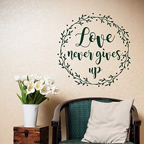Fengdp Scripture Christian Wall Decals Love Never Gives Up Vinyl Wall Sticker Bible Verse Removable Wall Decal for Home Decor 42 * 42cm