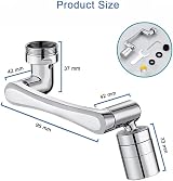 Cunbayi 1440° Rotatable Faucet Extender 2 Spray Mode Tap Aerator Silver view 7
