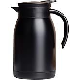 29oz Stainless Steel Coffee Carafe with Handle, Double Walled Vacuum Thermal Pot, 12 Hour Heat Retention, 850ml Tea, Water, and Coffee Dispenser (BLACK)