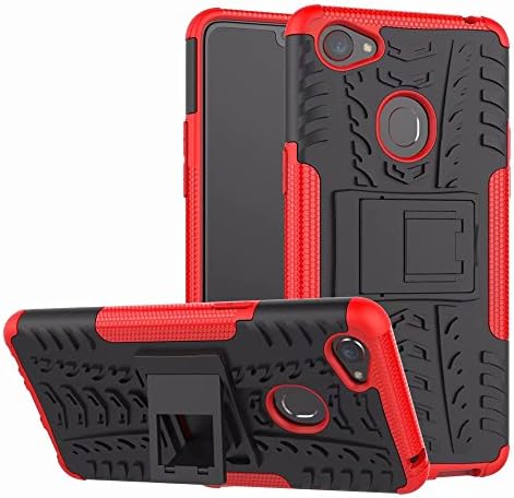 WHWOLF Compatible with Oppo F7 Armor Case with Kickstand Shockproof Hybrid Rugged Case Cover - Red