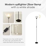 MiniSun Modern Silver Uplighter Floor Lamp with White Shade 180cm view 2