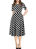 HARHAY Women's Vintage Patchwork Pockets Casual Swing Dress