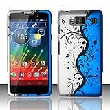 For Motorola Droid RAZR Maxx HD Rubberized Hard Design Case Cover - Blue Vines