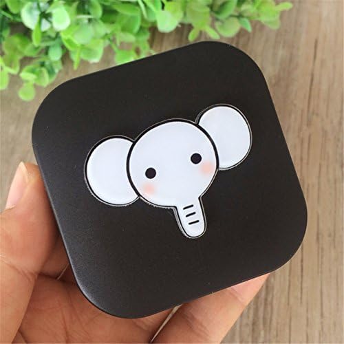 DIY Mini Cute Elephant Travel Contact Lens Case Box Container Holder for Eye Care Kit Set With Mirror(BLACK)