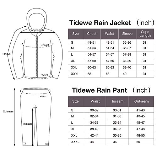 TideWe Rain Suit, Waterproof Raincoat Breathable Lightweight 2 Pieces Rainwear for Men (S-3XL)